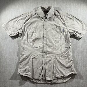 Wolverine Shirt Mens 2XL Gray Button Up Short Sleeve Outdoors Utility Pockets